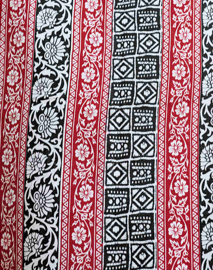 Black Printed Cotton Blend Saree