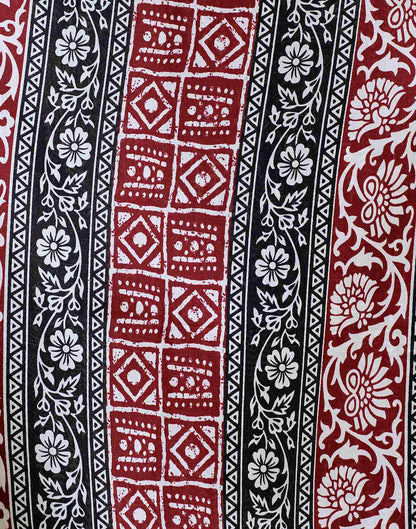 Maroon Printed Cotton Blend Saree