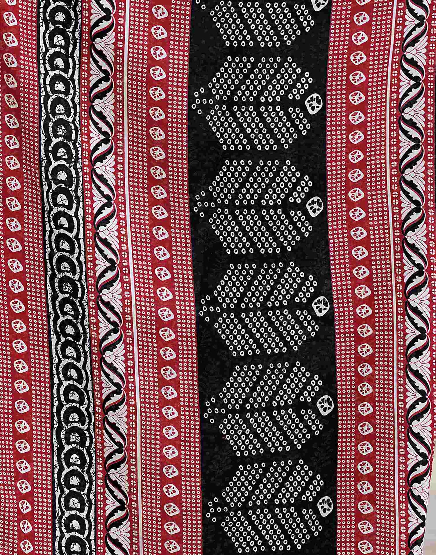 Black Printed Cotton Blend Saree