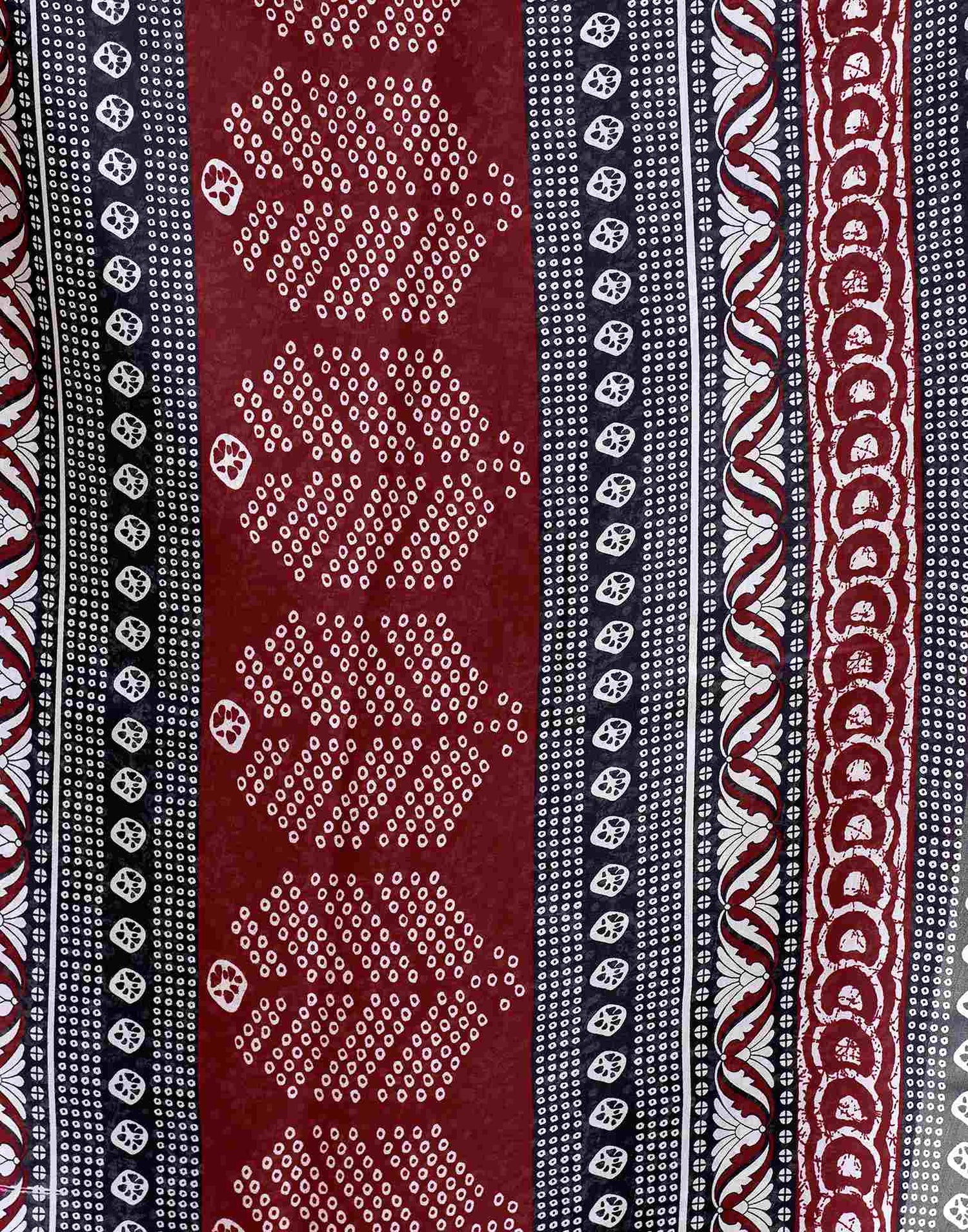 Maroon Printed Cotton Blend Saree
