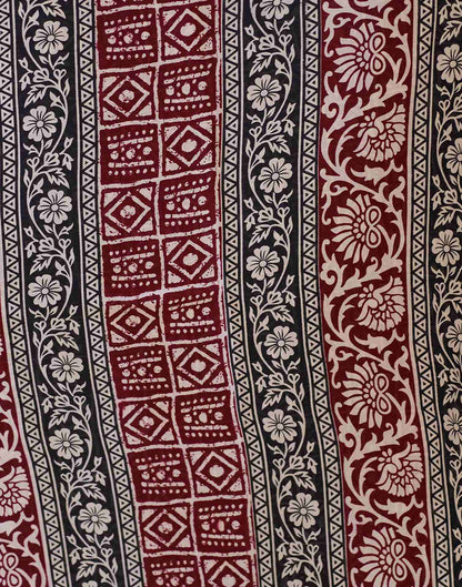 Maroon Printed Cotton Blend Saree