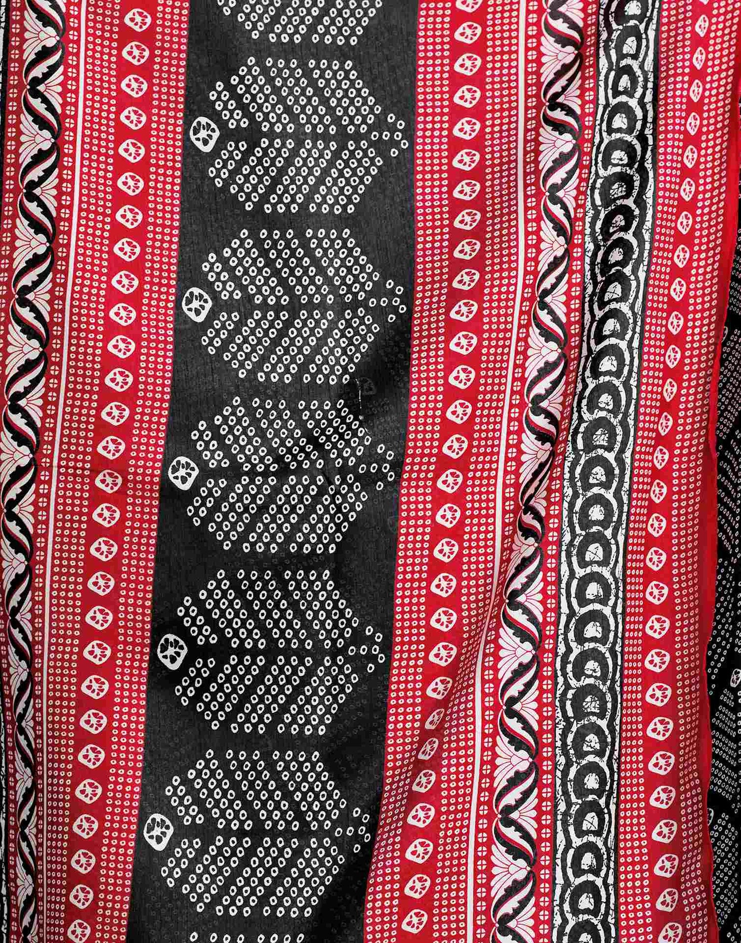 Black Bandhani Printed Cotton Blend Saree