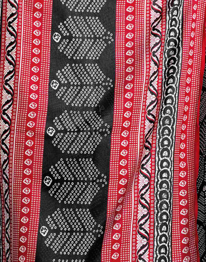 Black Bandhani Printed Cotton Blend Saree