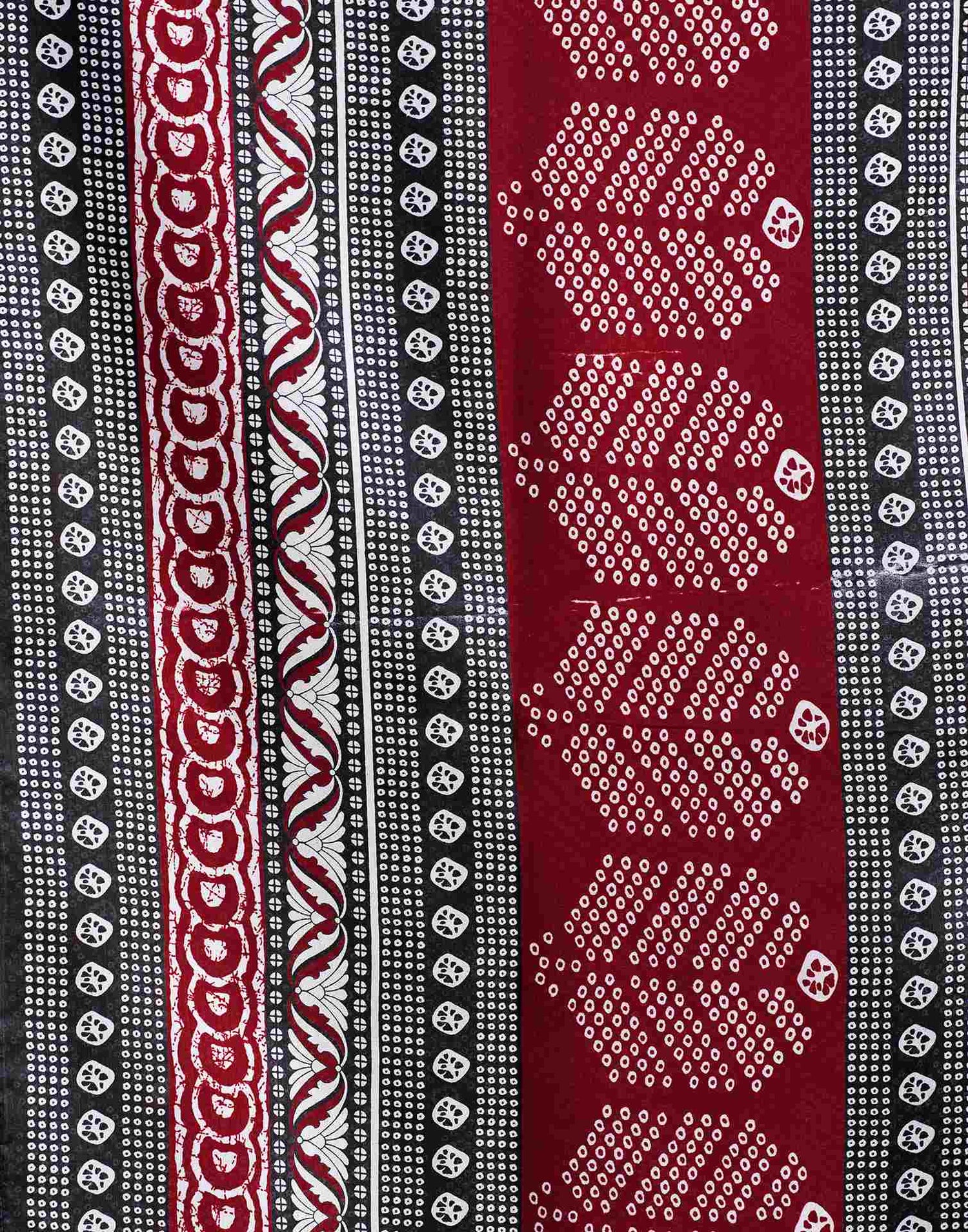 Maroon Bandhani Printed Cotton Blend Saree