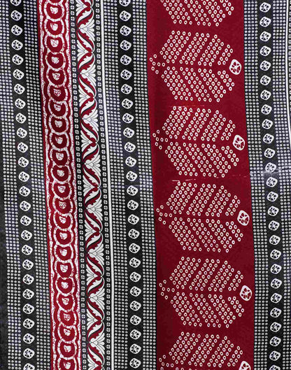 Maroon Bandhani Printed Cotton Blend Saree