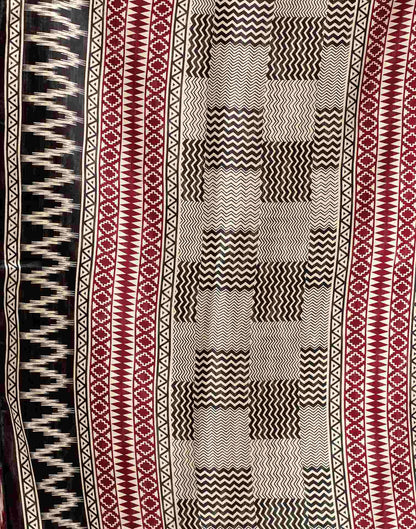 Maroon Printed Cotton Blend Saree