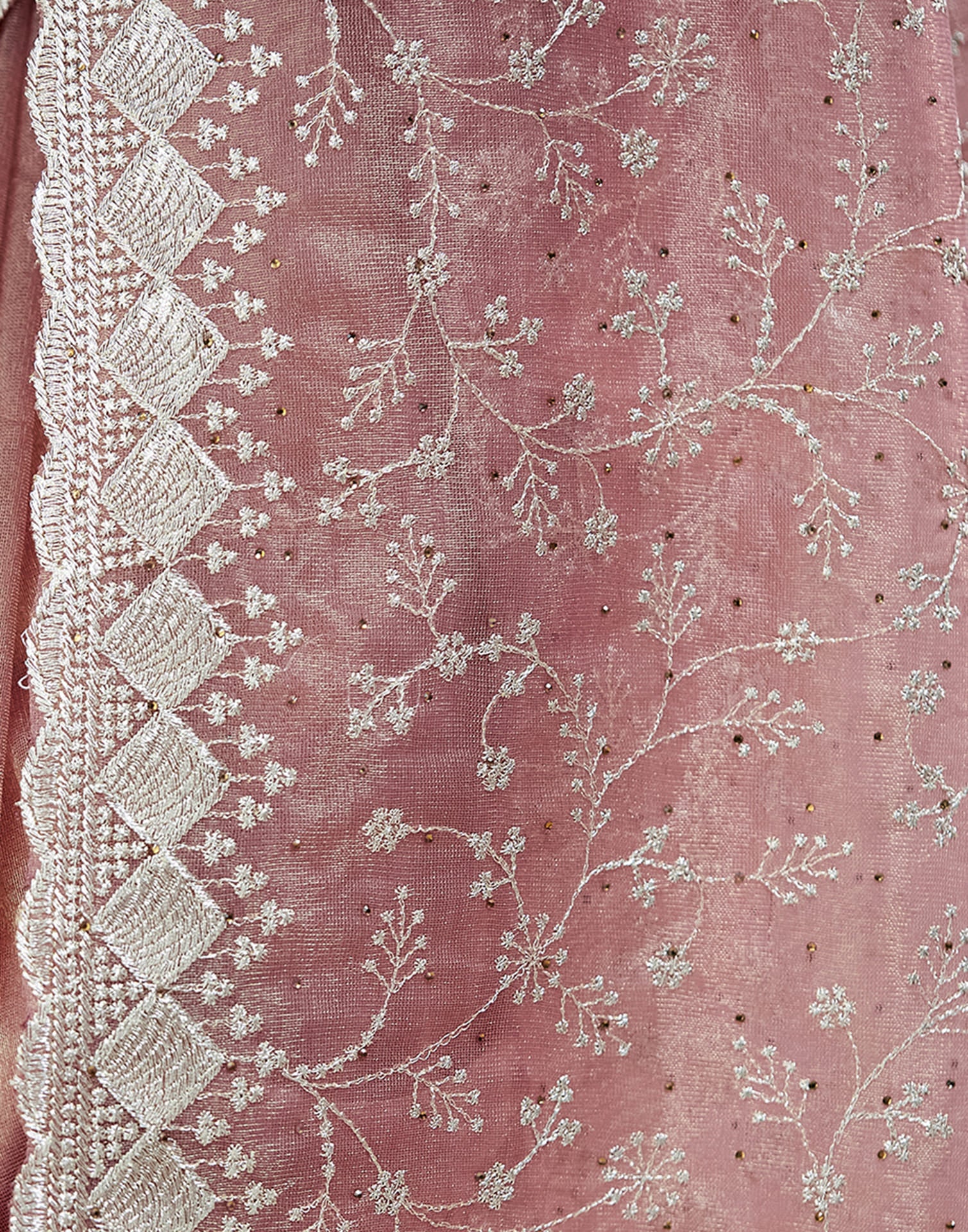 Pink Shimmer Embroidery Embellished Saree