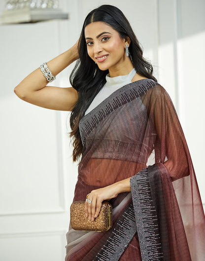 Maroon Shimmer Stone Work Swarovski Saree