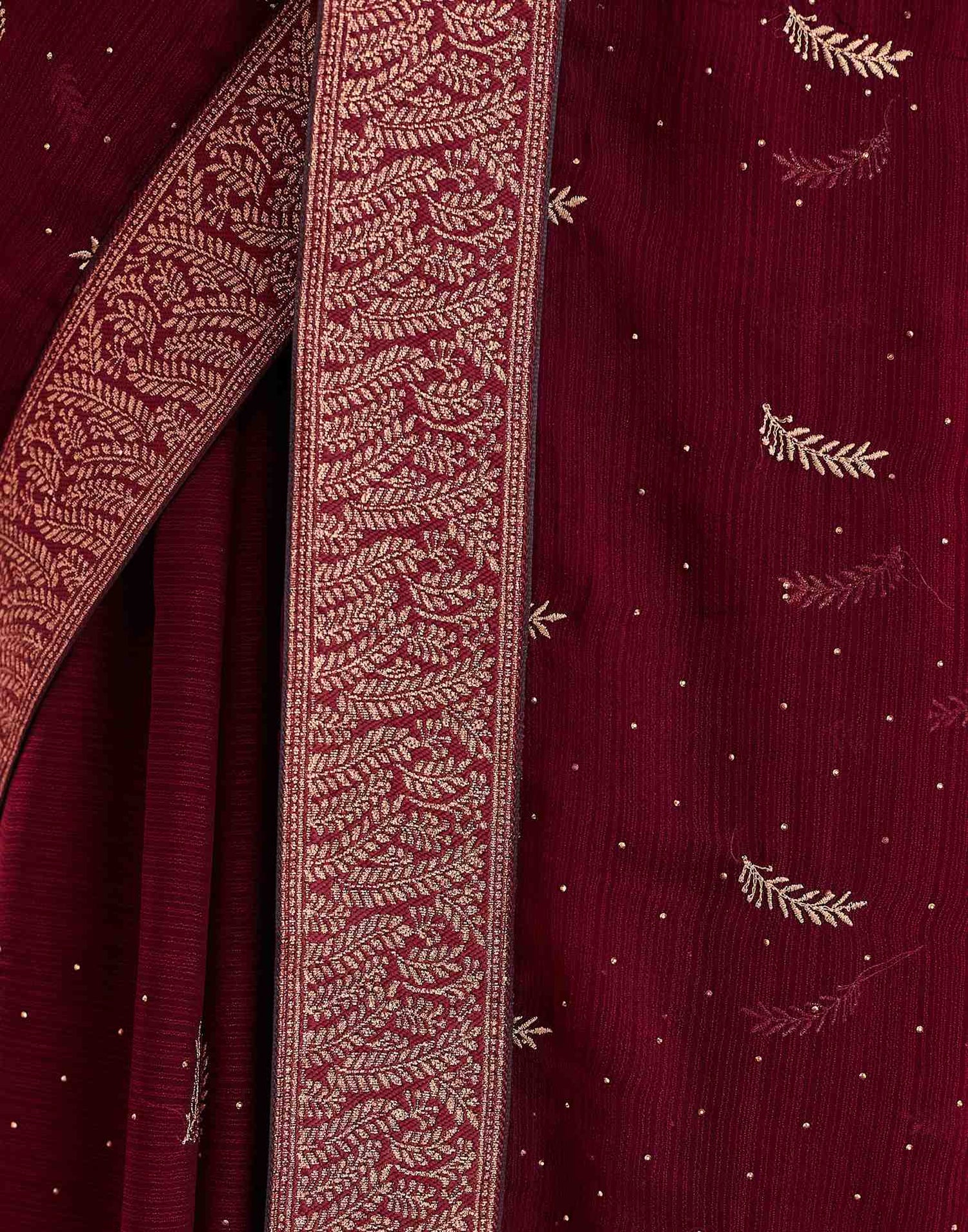 Maroon Embroidery Georgette Saree