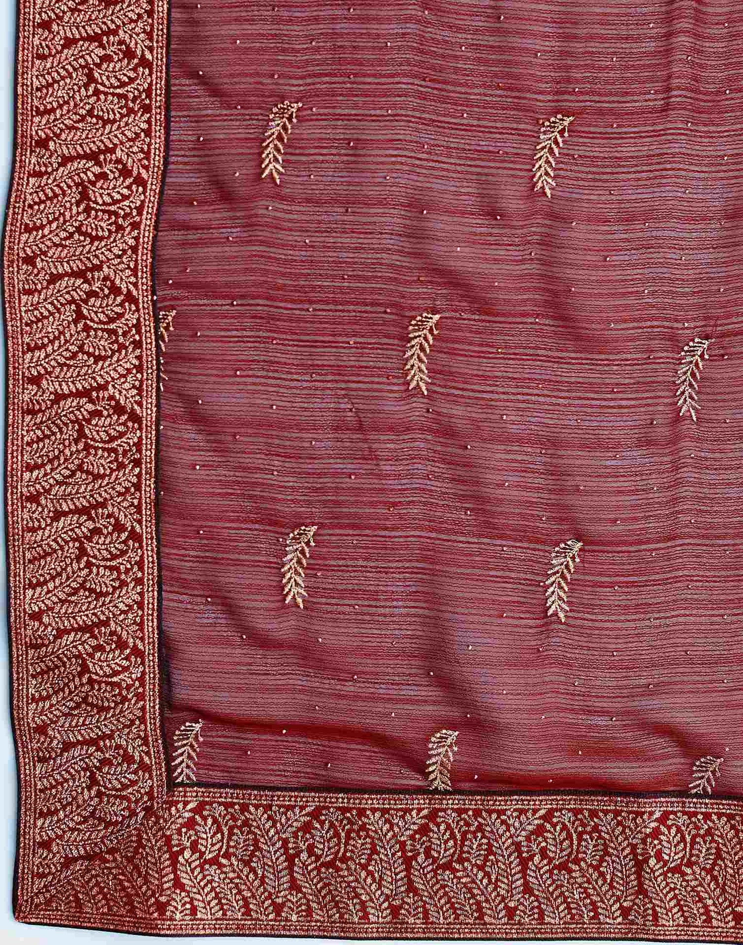 Maroon Embroidery Georgette Saree
