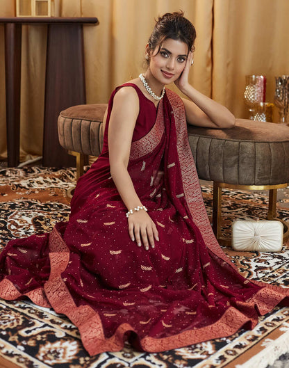 Maroon Embroidery Georgette Saree
