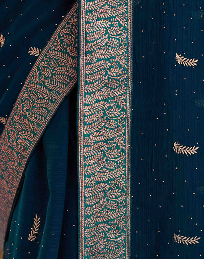 Rama Blue Embroidery Georgette Saree