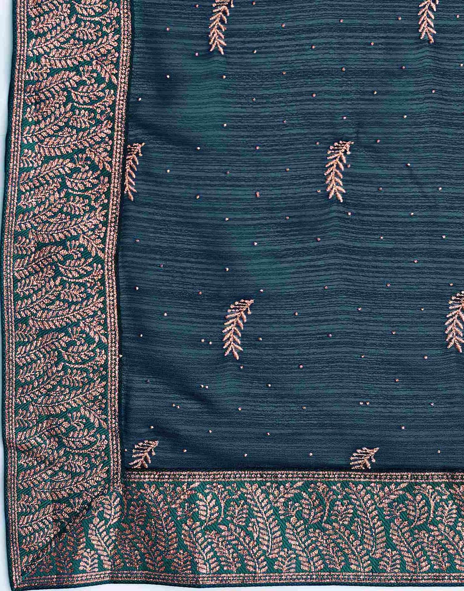 Rama Blue Embroidery Georgette Saree