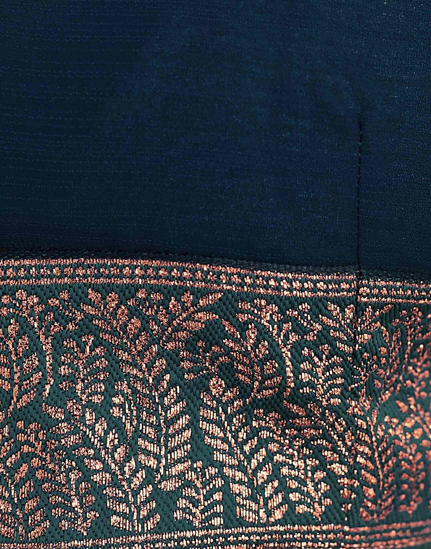 Rama Blue Embroidery Georgette Saree
