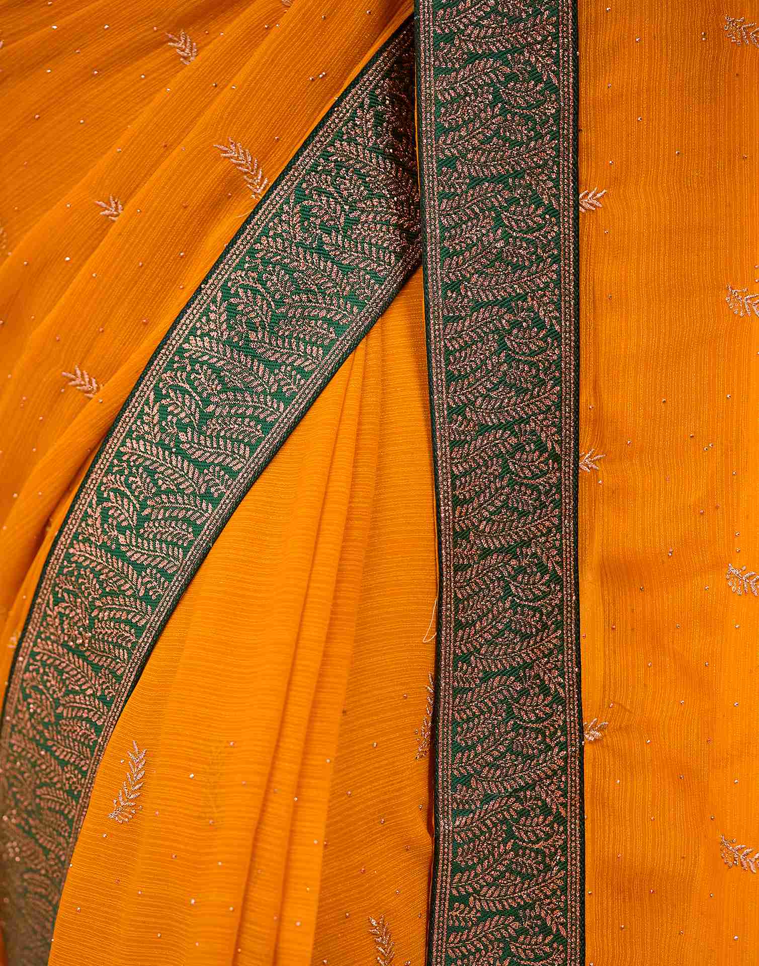 Turmeric Yellow Embroidery Georgette Saree