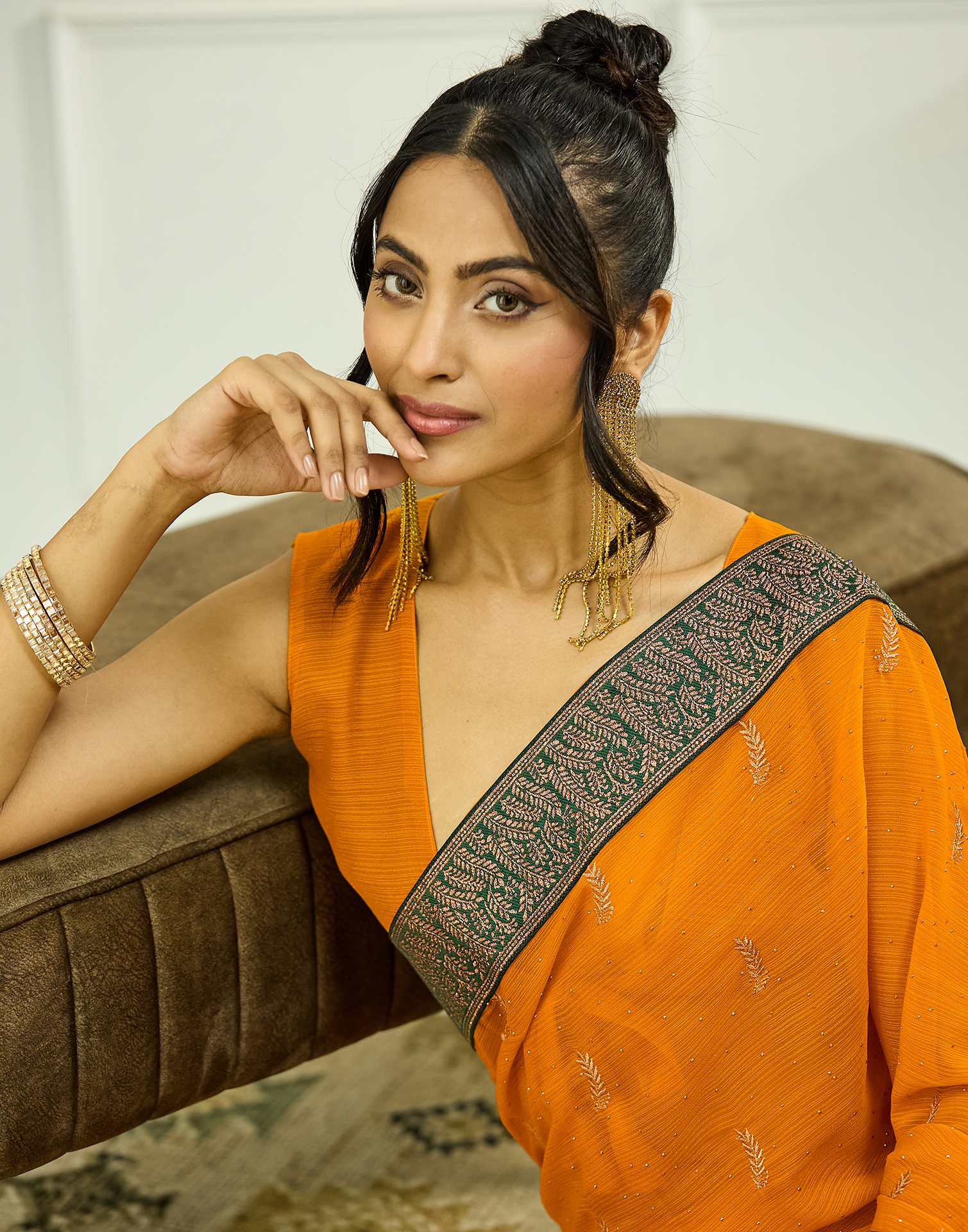 Turmeric Yellow Embroidery Georgette Saree