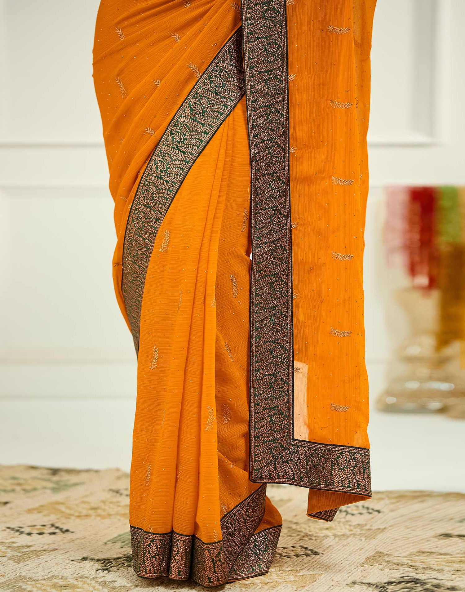 Turmeric Yellow Embroidery Georgette Saree
