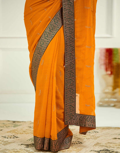 Turmeric Yellow Embroidery Georgette Saree