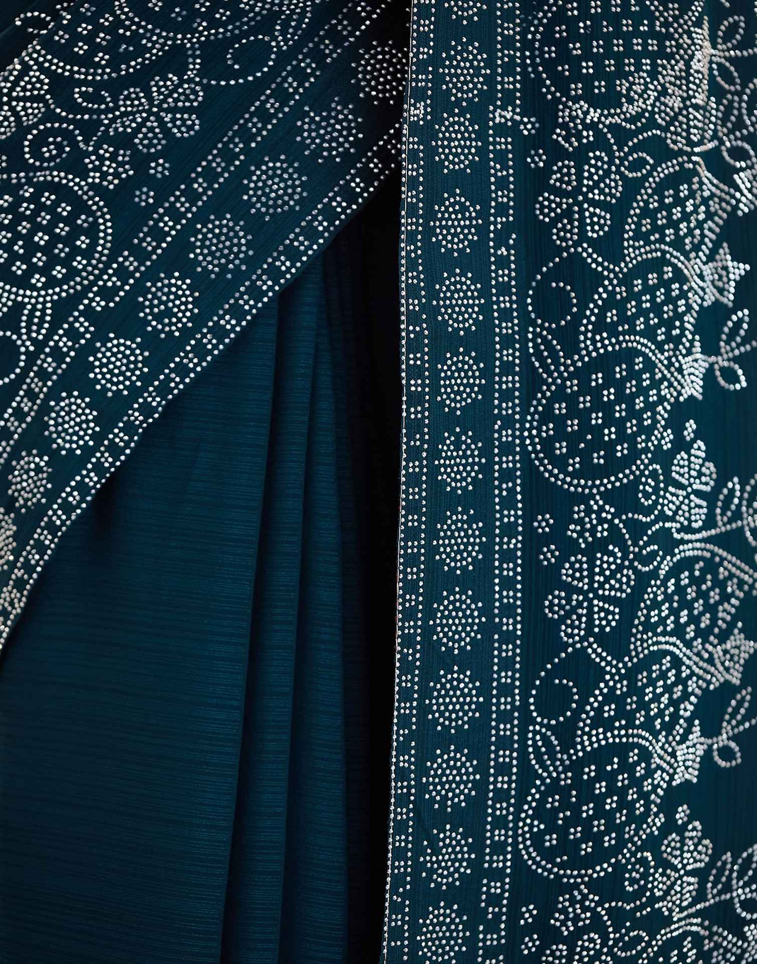 Rama Blue Stone Work Georgette Saree