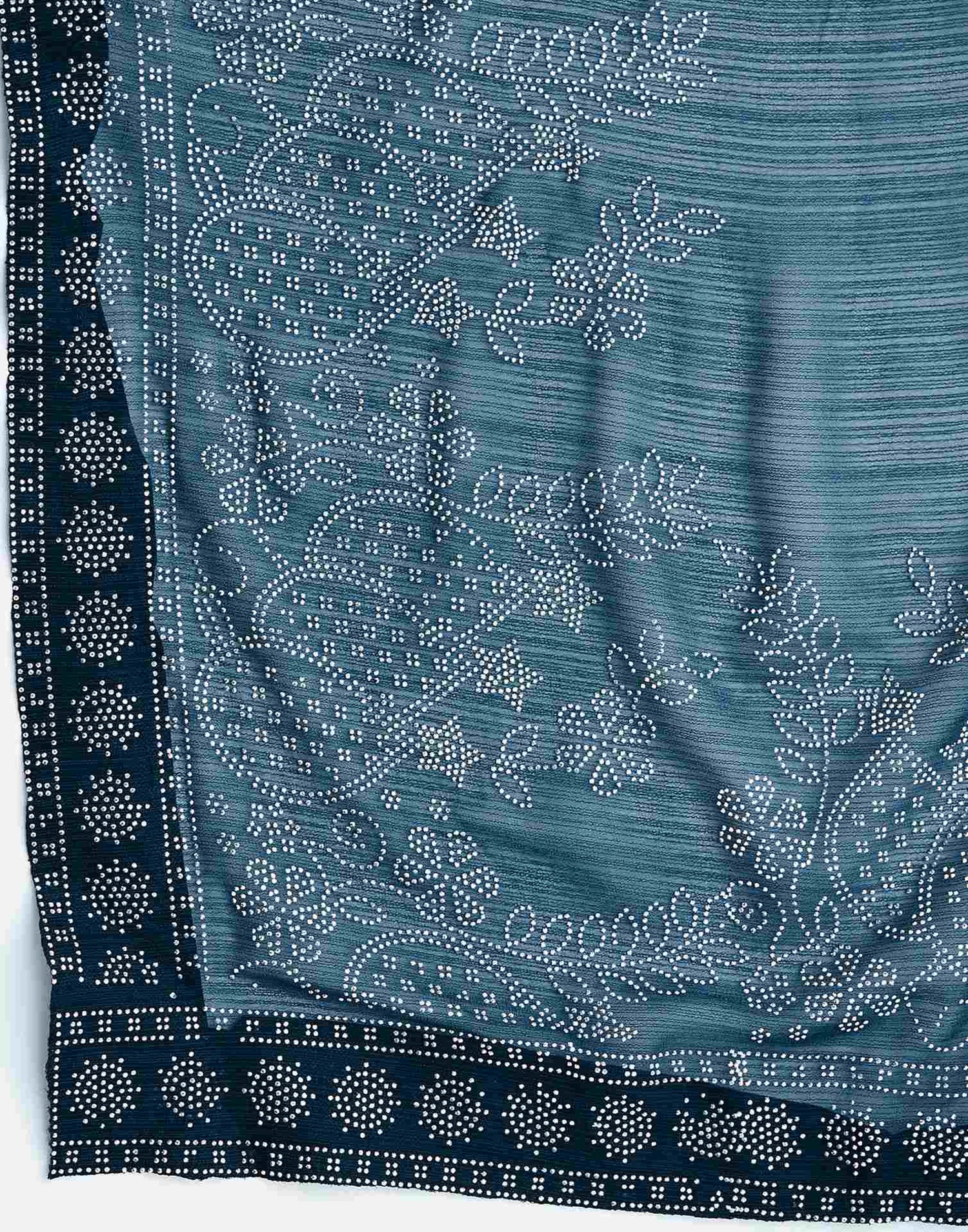 Rama Blue Stone Work Georgette Saree