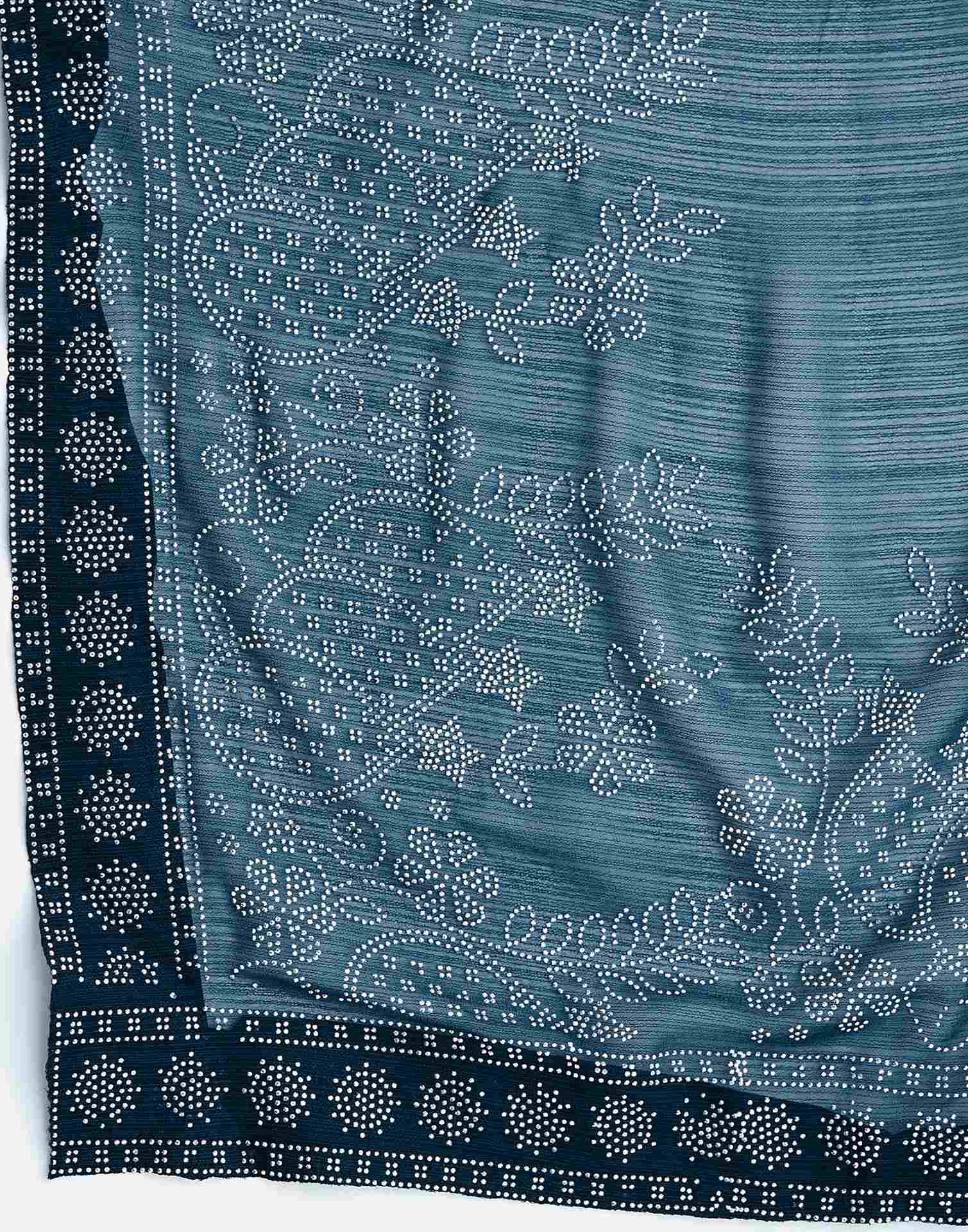 Rama Blue Stone Work Georgette Saree
