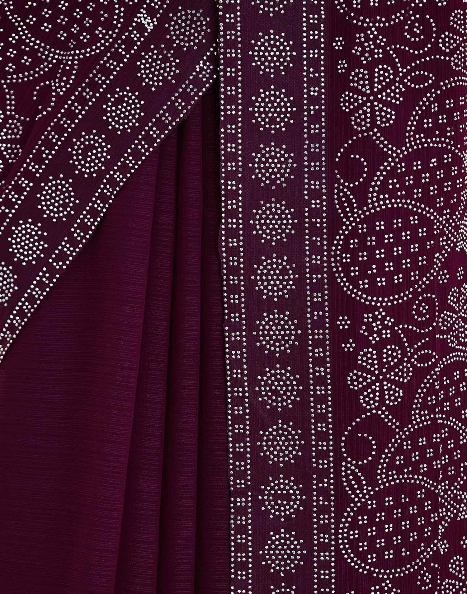 Wine Stone Work Georgette Saree