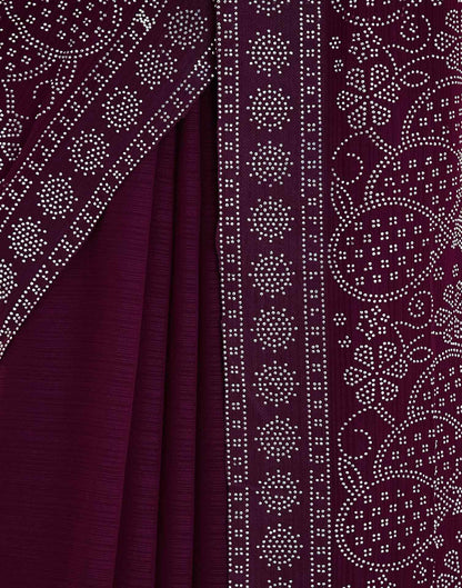 Wine Stone Work Georgette Saree