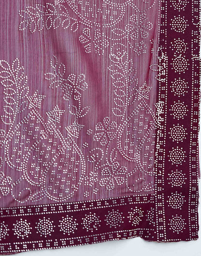 Wine Stone Work Georgette Saree