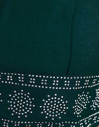 Dark Green Stone Work Georgette Saree
