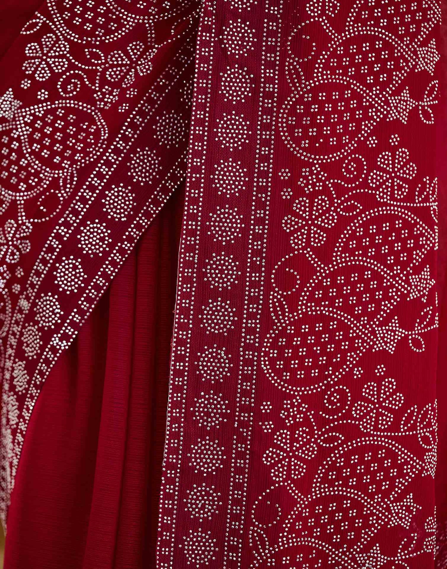 Red Stone Work Georgette Saree