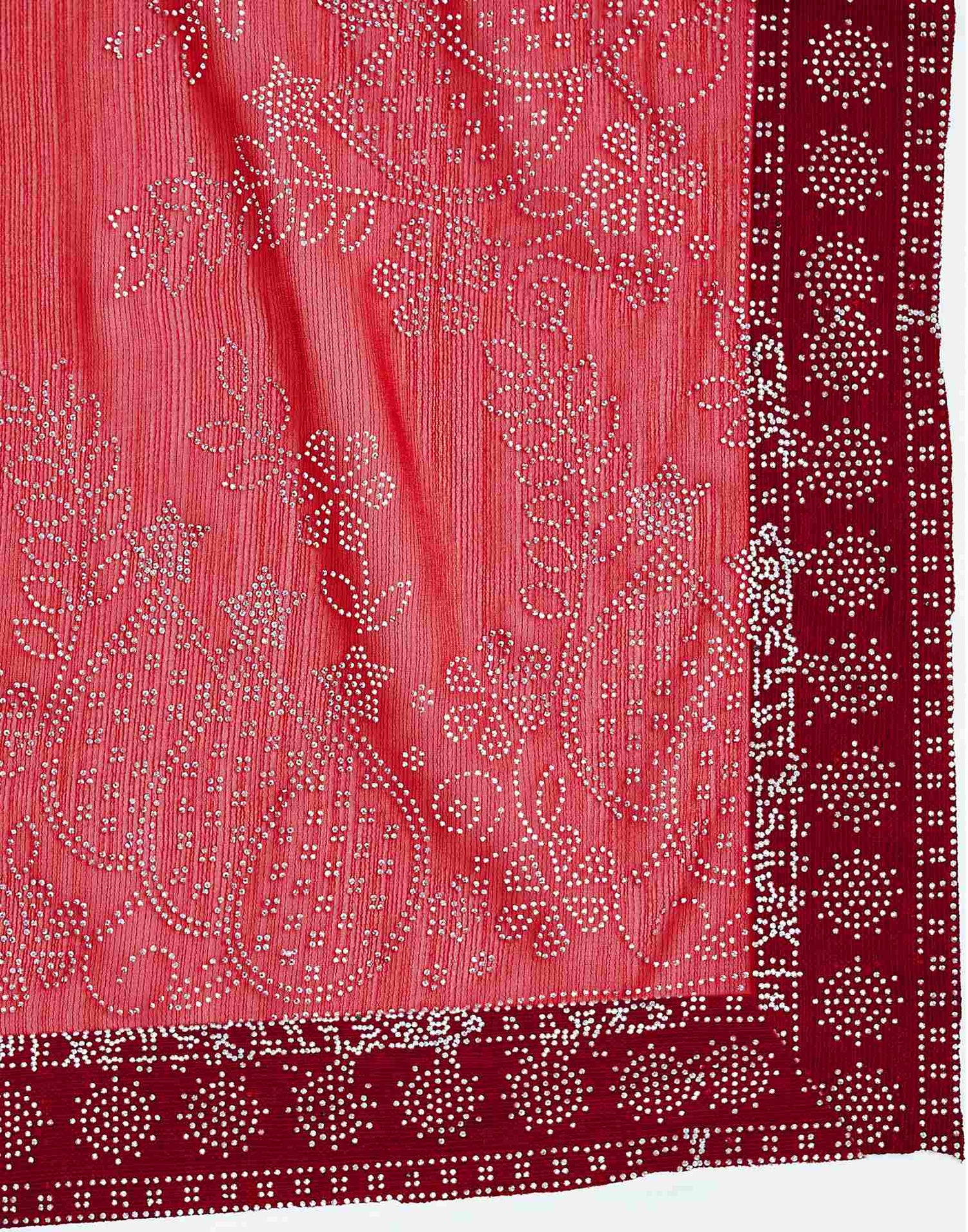 Red Stone Work Georgette Saree