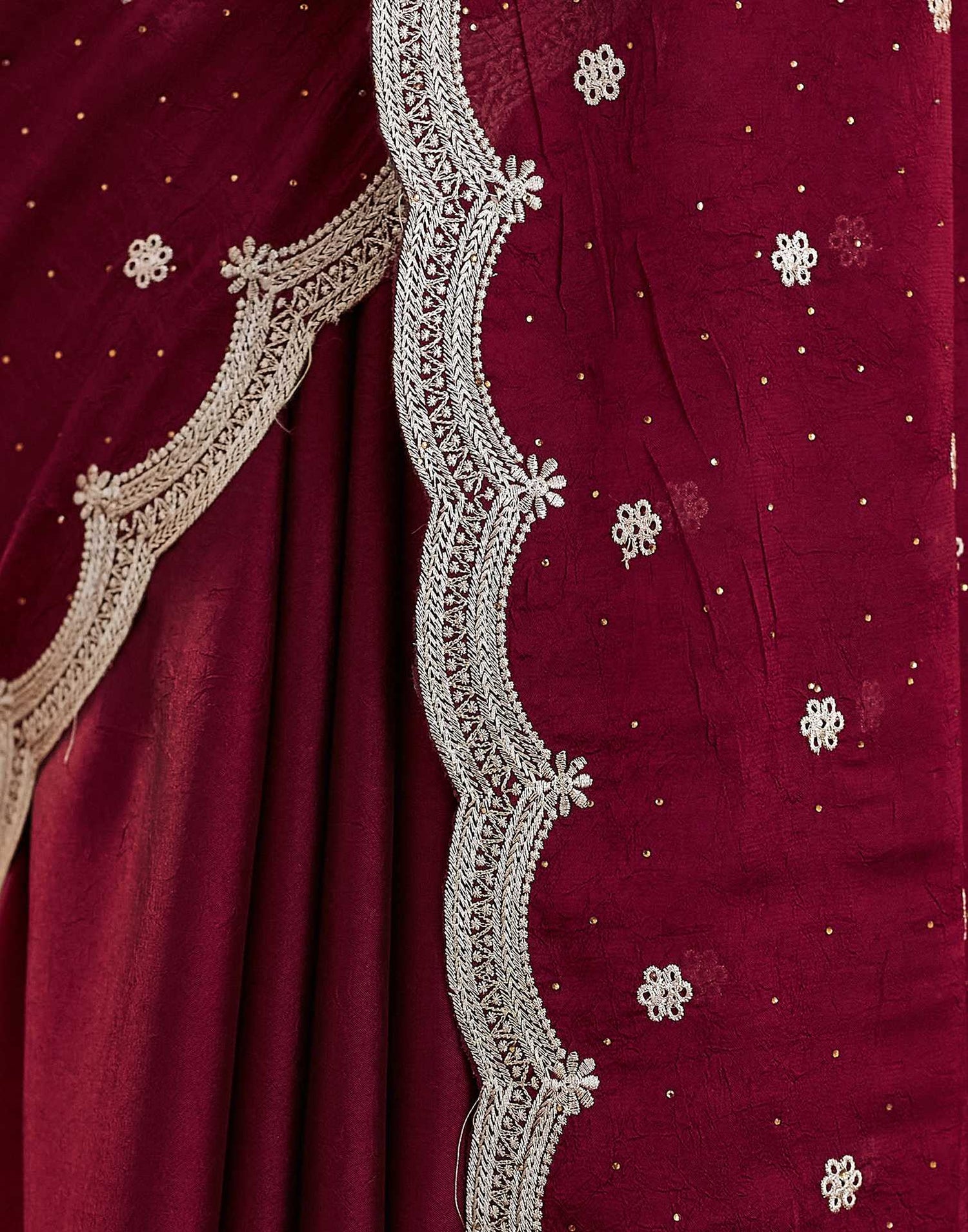 Maroon Embroidery Silk Saree