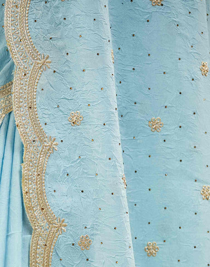 Light Blue Embroidery Silk Saree