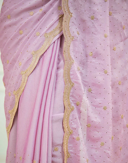 Light Pink Embroidery Silk Saree