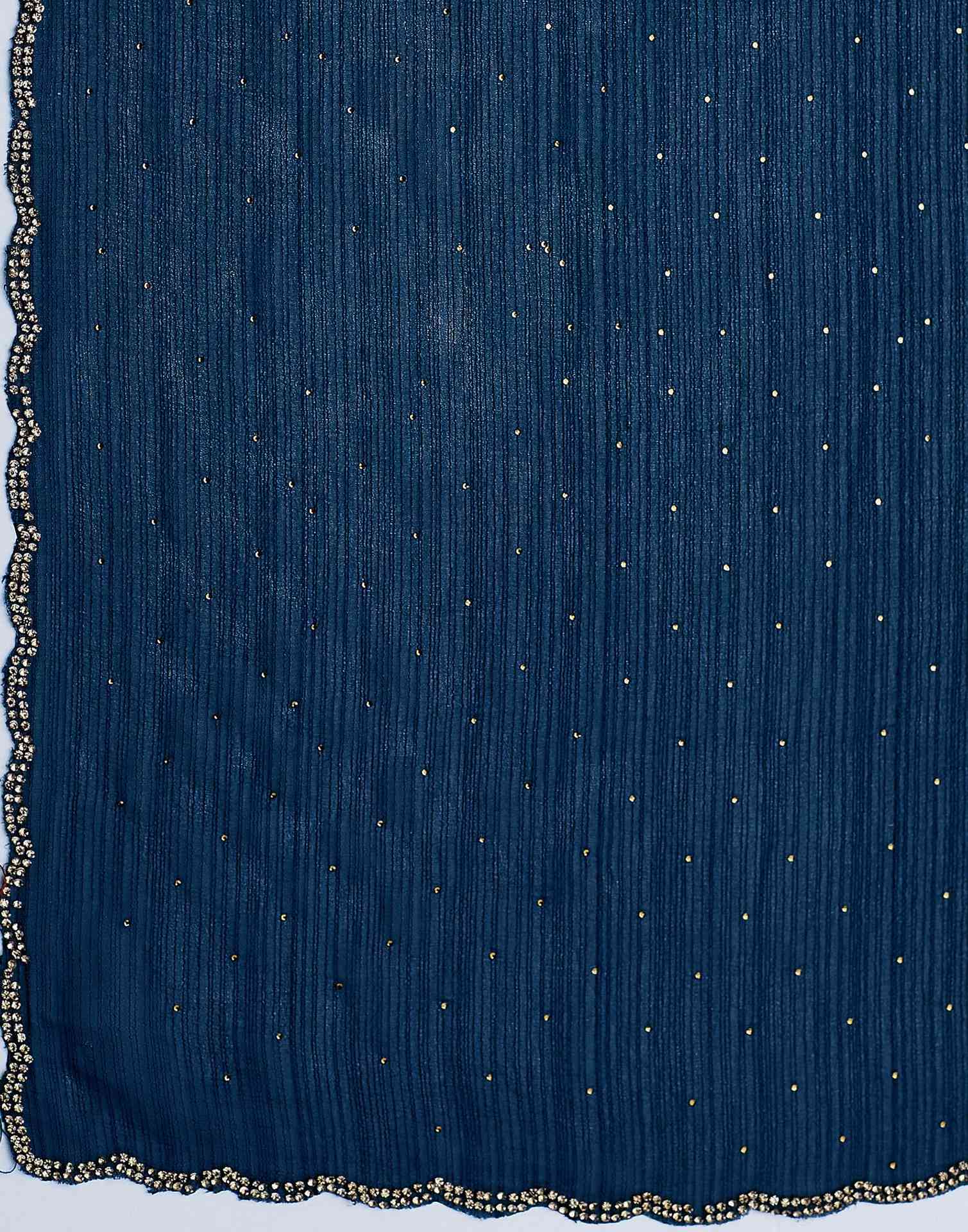 Rama Blue Stone Work Georgette Saree