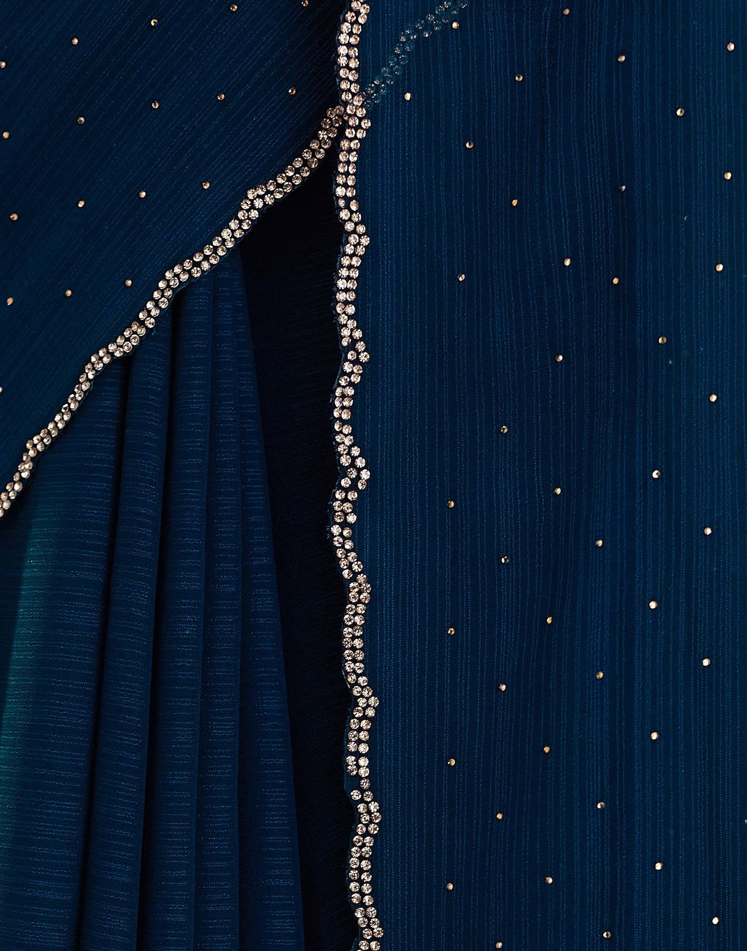 Rama Blue Stone Work Georgette Saree
