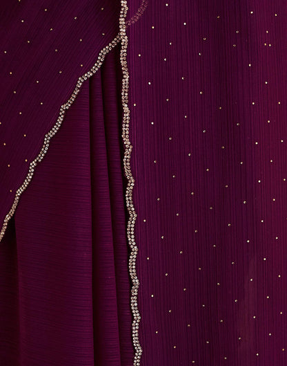 Wine Stone Work Georgette Saree