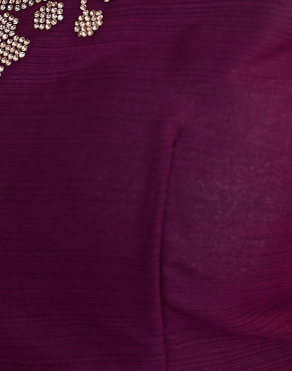 Wine Stone Work Georgette Saree