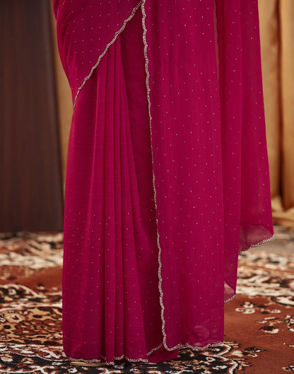 Dark Pink Stone Work Georgette Saree