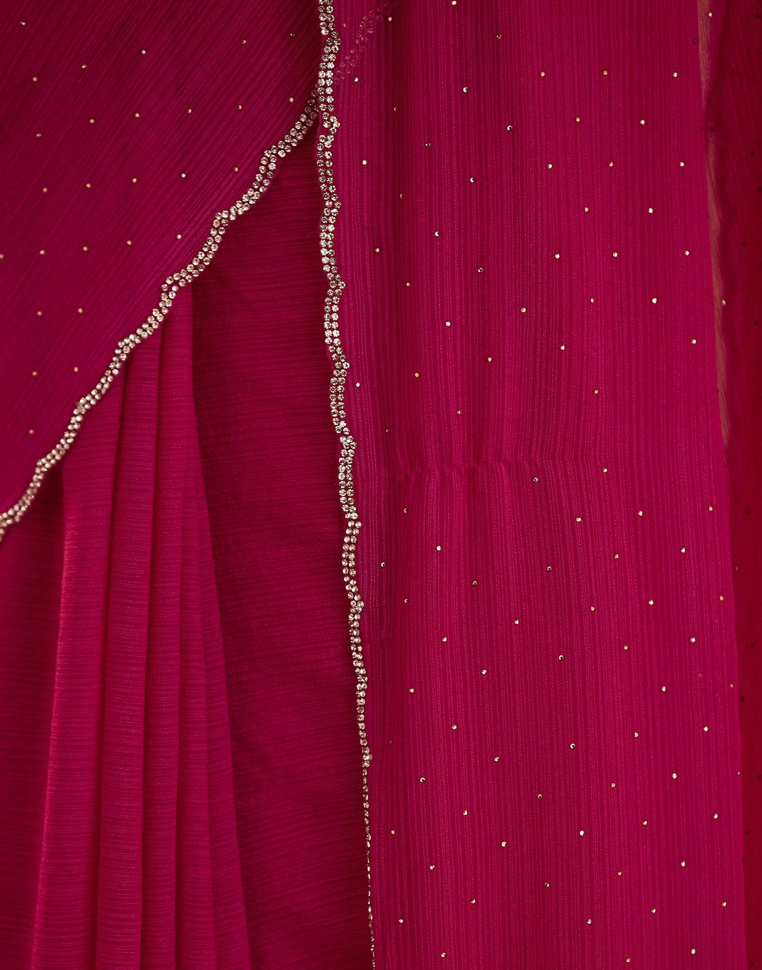 Dark Pink Stone Work Georgette Saree