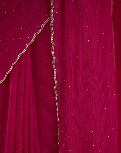 Dark Pink Stone Work Georgette Saree
