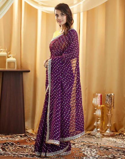 Wine Bandhani Printed Georgette Saree