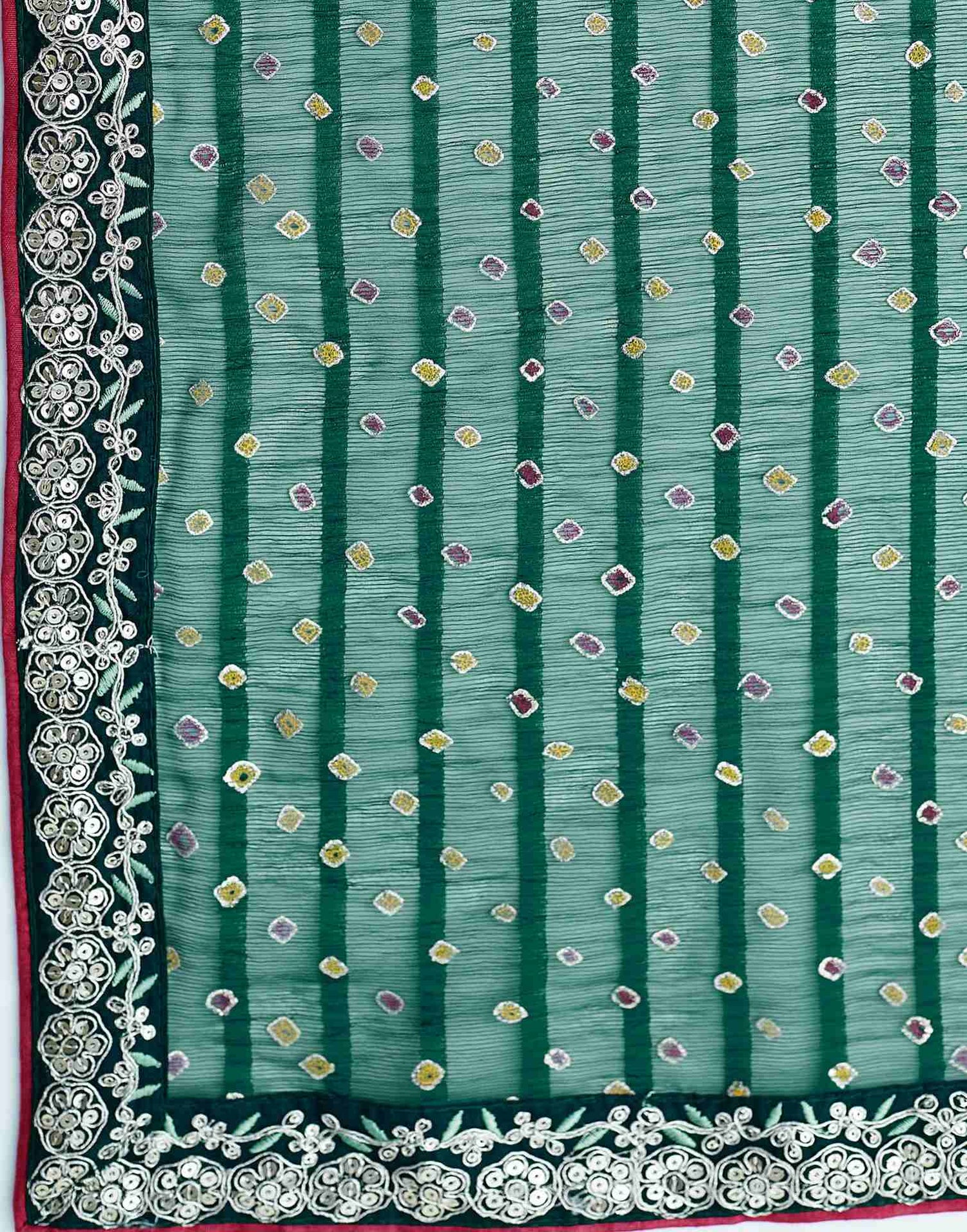 Rama Green Bandhani Printed Georgette Saree