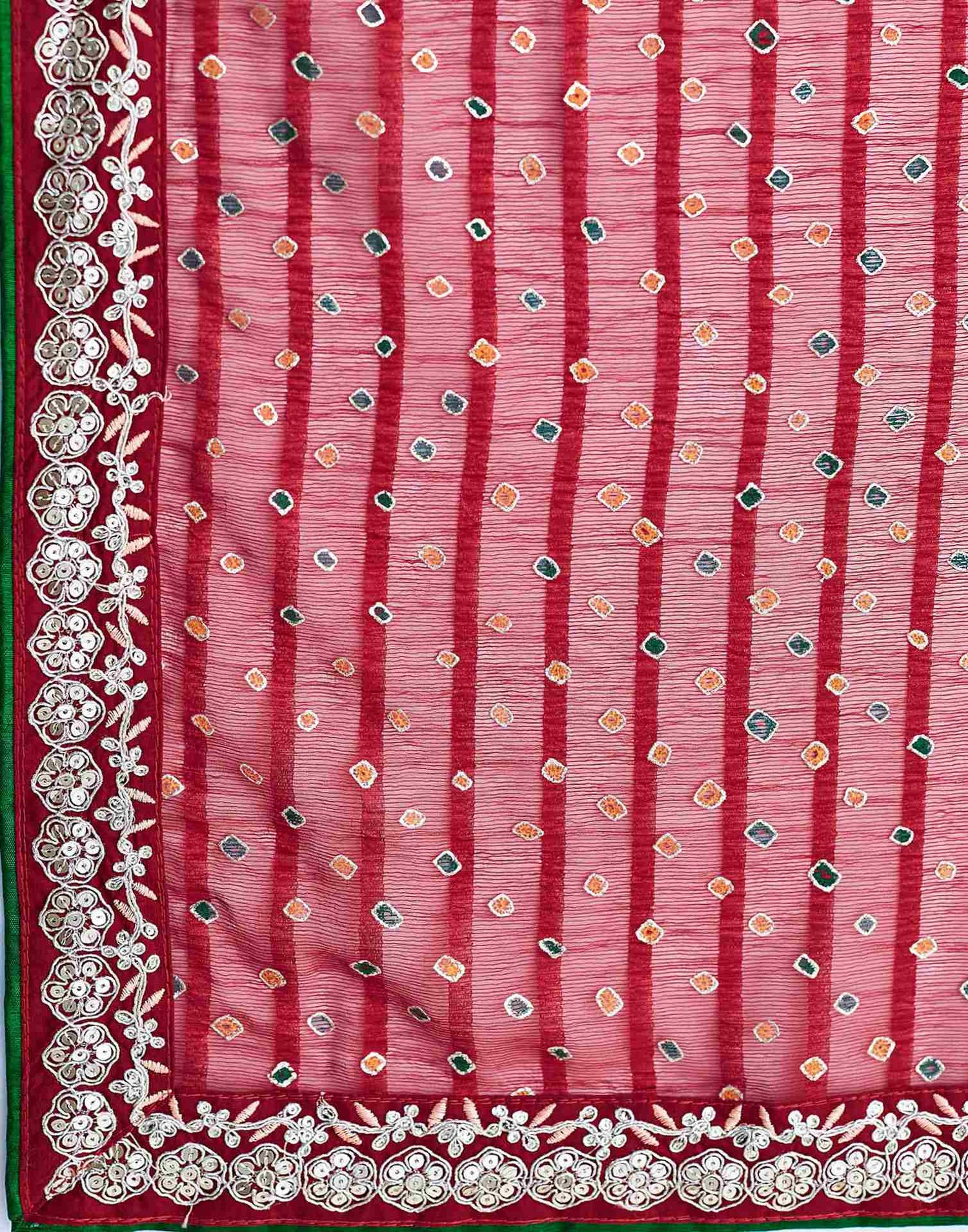 Dark Pink Bandhani Printed Georgette Saree