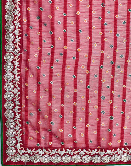 Dark Pink Bandhani Printed Georgette Saree