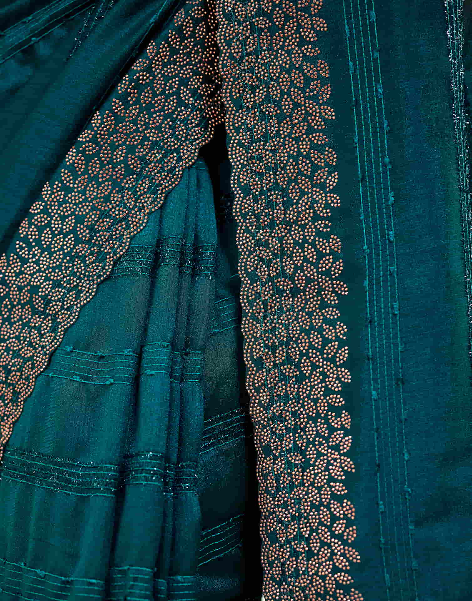 Rama Blue Silk Stone Work Swarovski Saree