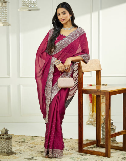 Purple Georgette Embroidery Embellished  Saree