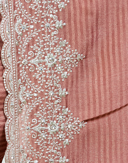 Dusty Pink Silk Embroidery Embellished  Saree