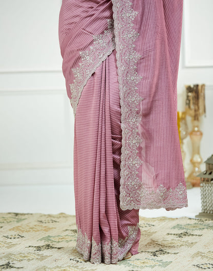 Dusty Purple Silk Embroidery Embellished  Saree