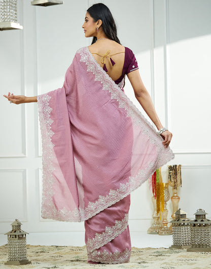 Dusty Purple Silk Embroidery Embellished  Saree